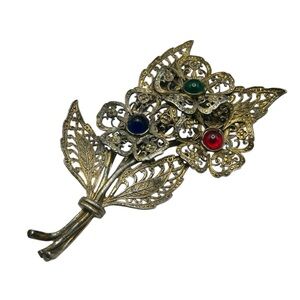 Vintage 1930’s Pot Metal Flower Bouquet Brooch